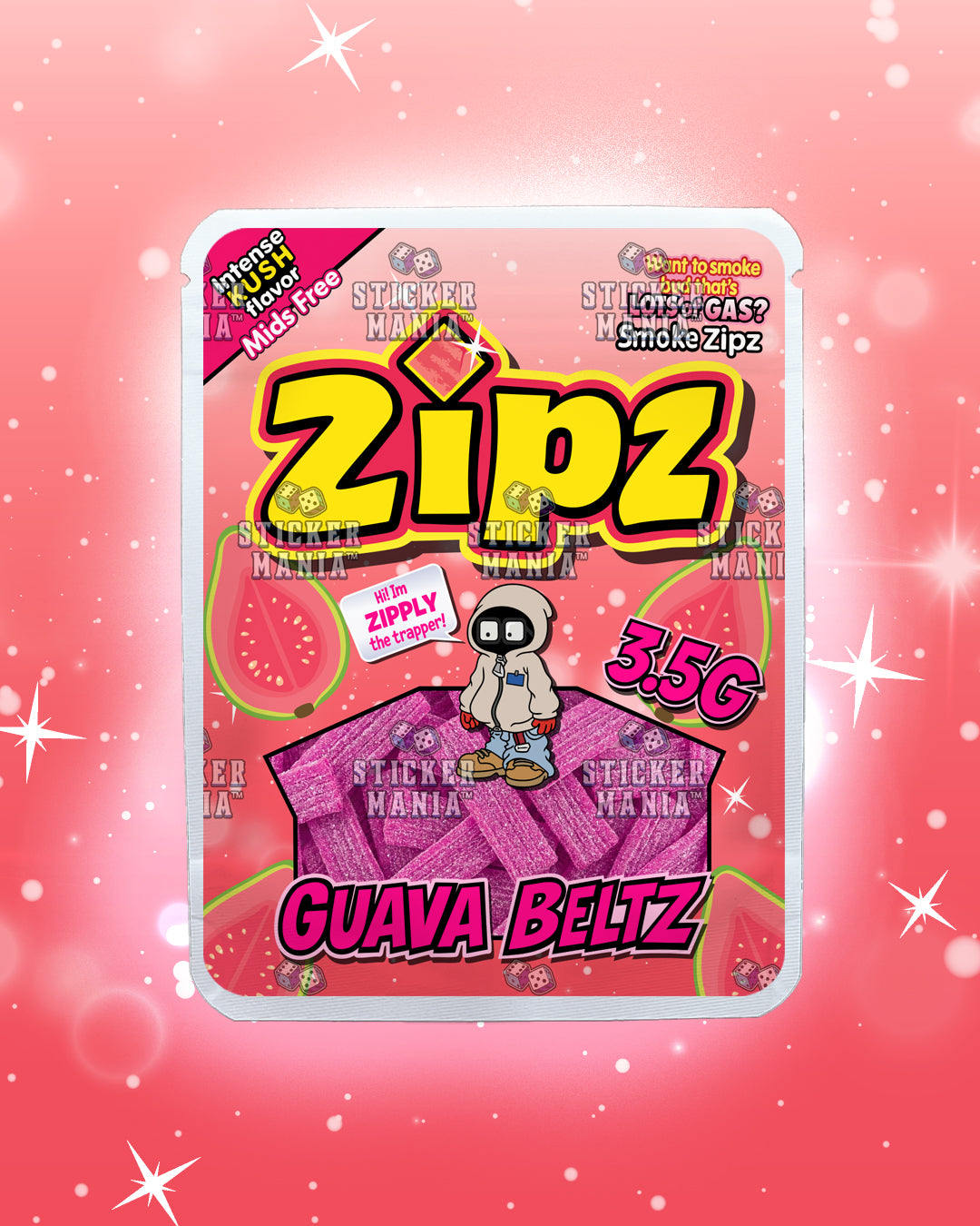 Zipz Guava Beltz | Pre-Made Sticker Bag | 3.5g