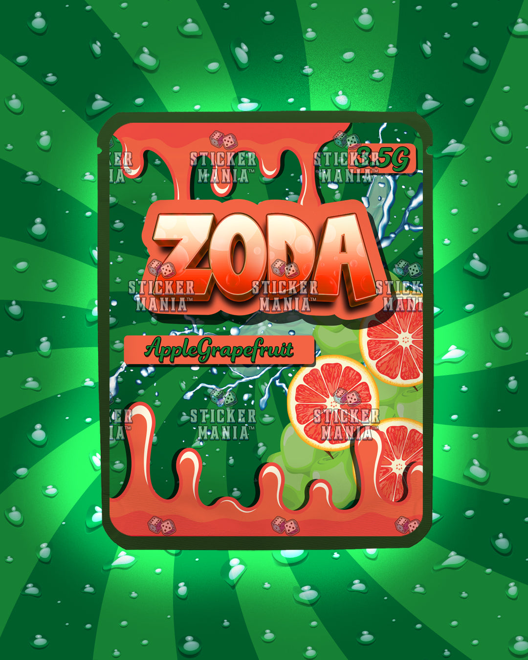 Zoda Apple Grapefruit | Pre-Made Sticker Bag | 3.5g