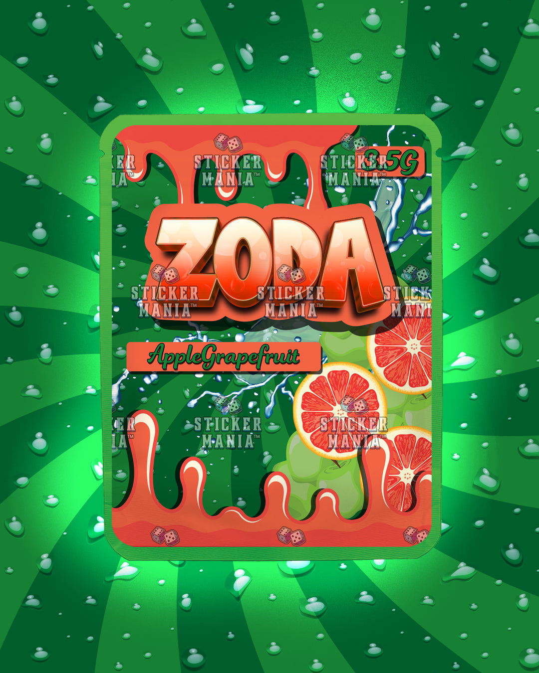 Zoda Apple Grapefruit | Pre-Made Sticker Bag | 3.5g