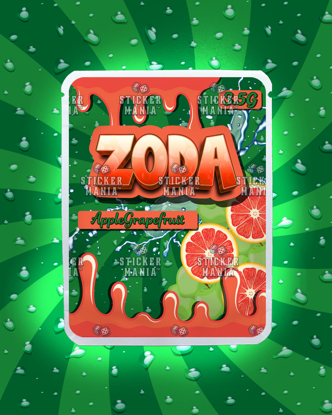 Zoda Apple Grapefruit | Pre-Made Sticker Bag | 3.5g
