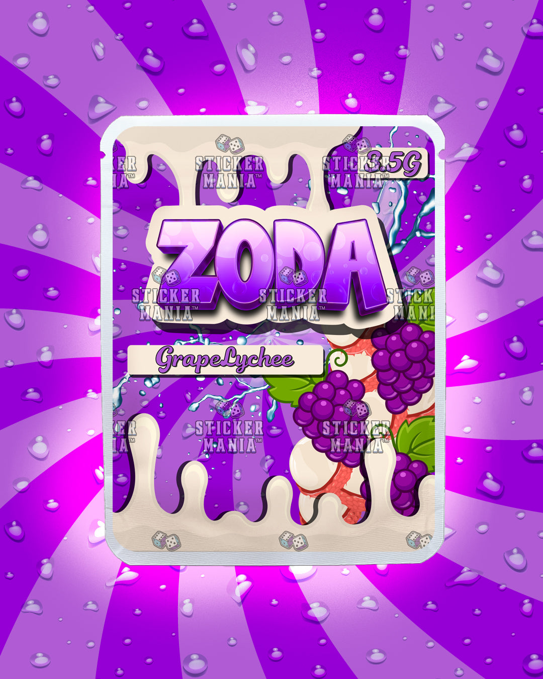 Zoda Grape Lychee | Pre-Made Sticker Bag | 3.5g