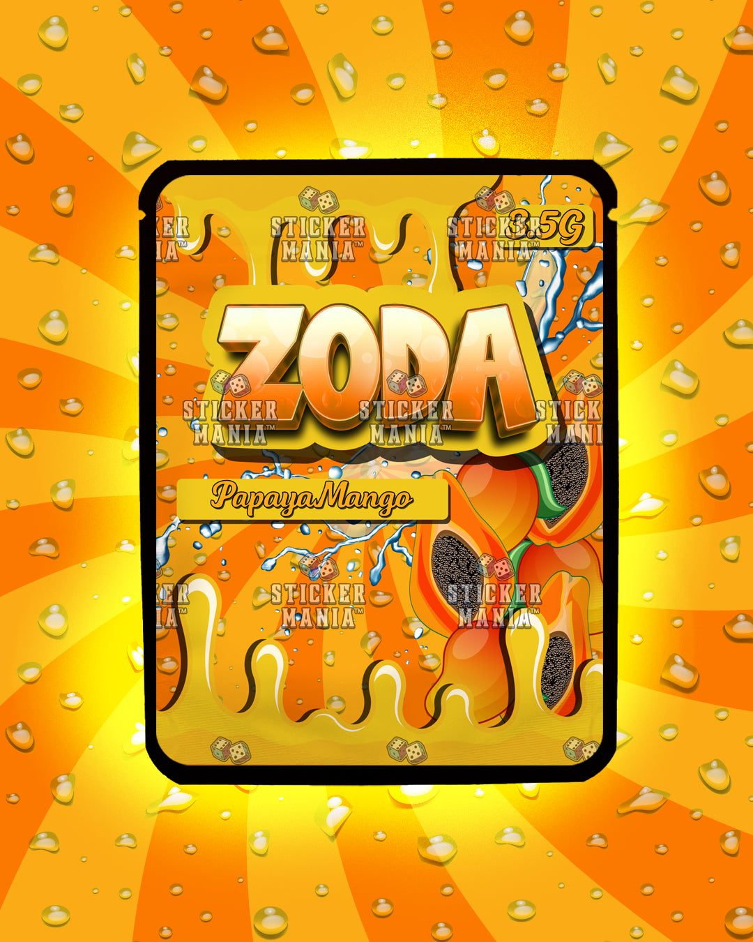 Zoda Papaya Mango | Pre-Made Sticker Bag | 3.5g