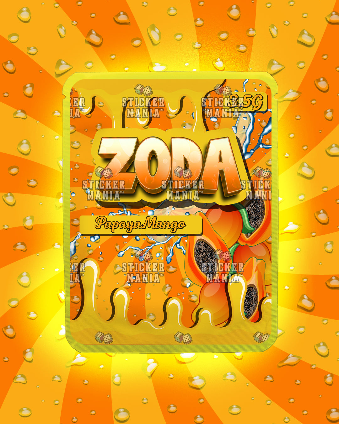Zoda Papaya Mango | Pre-Made Sticker Bag | 3.5g
