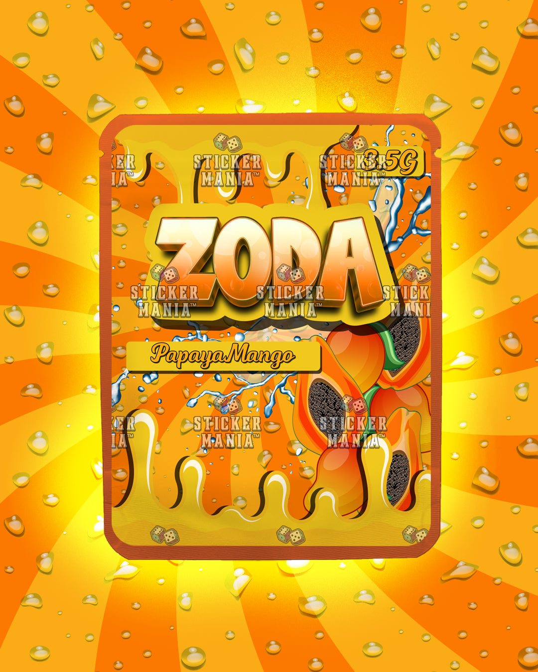 Zoda Papaya Mango | Pre-Made Sticker Bag | 3.5g