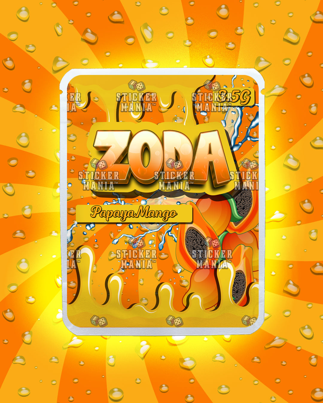 Zoda Papaya Mango | Pre-Made Sticker Bag | 3.5g