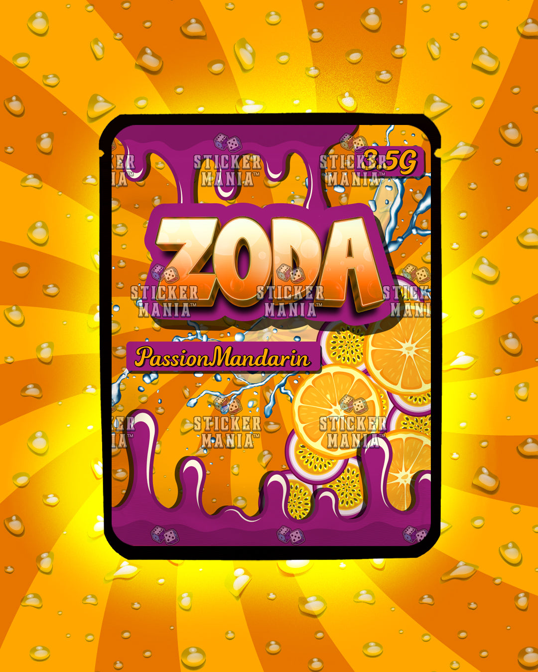 Zoda Passion Mandarin | Pre-Made Sticker Bag | 3.5g