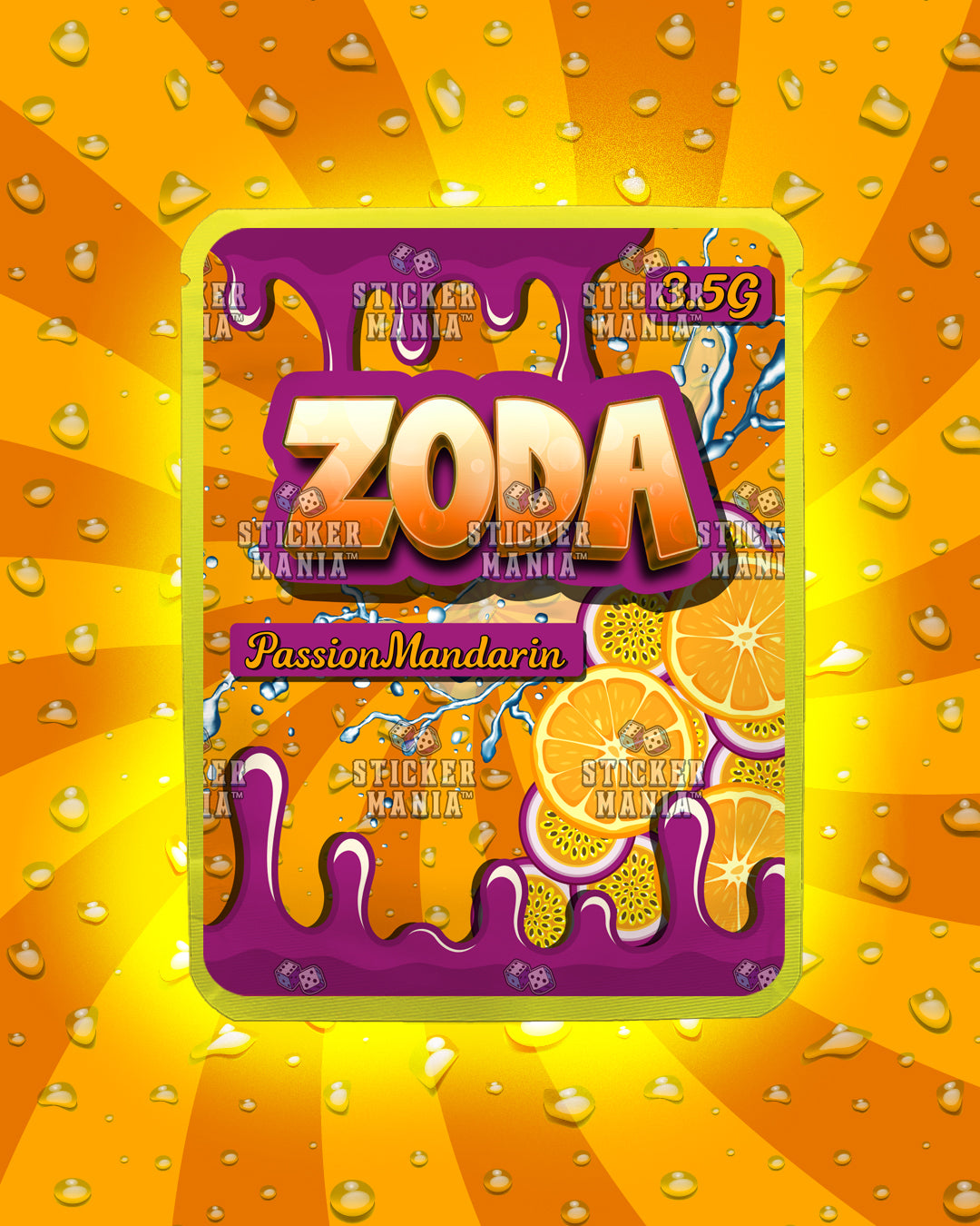 Zoda Passion Mandarin | Pre-Made Sticker Bag | 3.5g