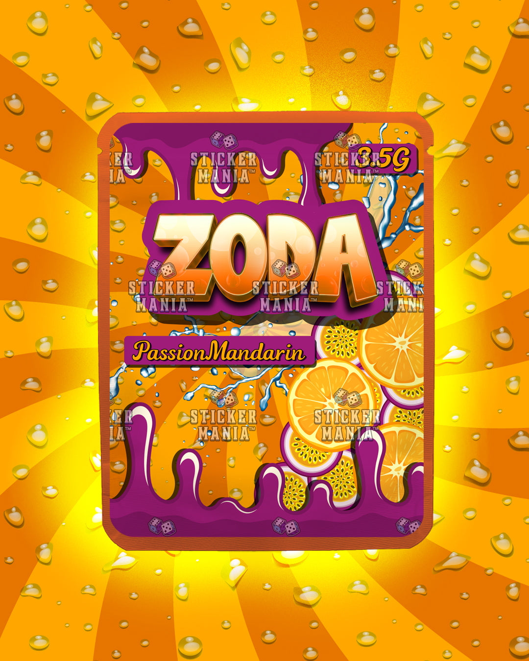 Zoda Passion Mandarin | Pre-Made Sticker Bag | 3.5g