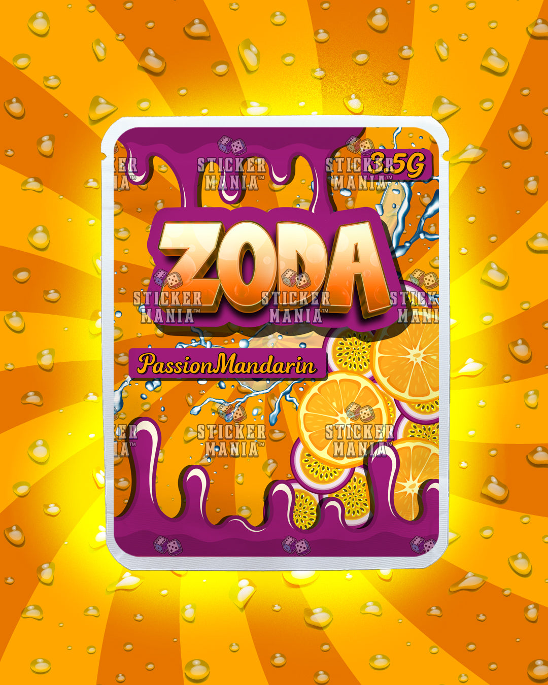 Zoda Passion Mandarin | Pre-Made Sticker Bag | 3.5g