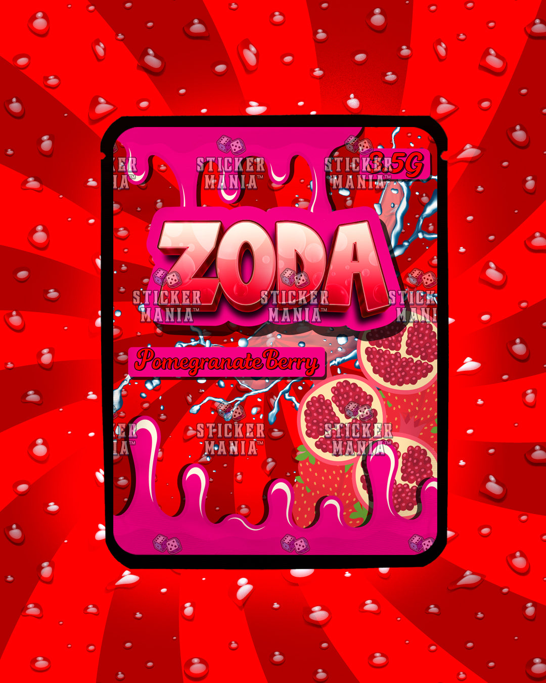 Zoda Pomegranate Berry | Pre-Made Sticker Bag | 3.5g