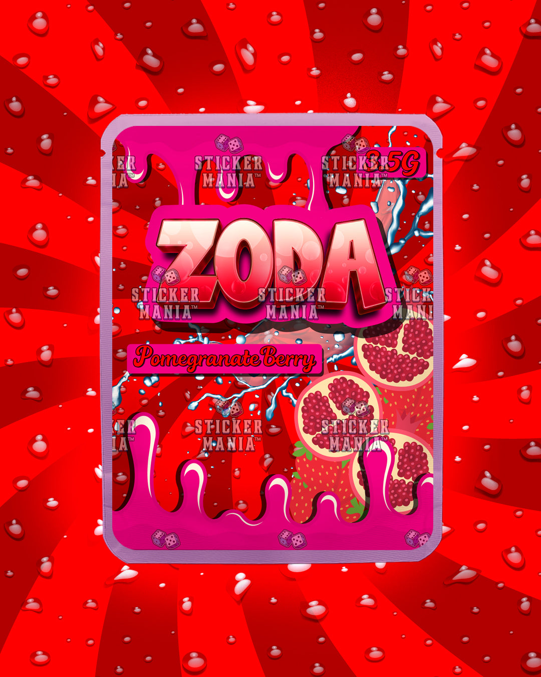 Zoda Pomegranate Berry | Pre-Made Sticker Bag | 3.5g