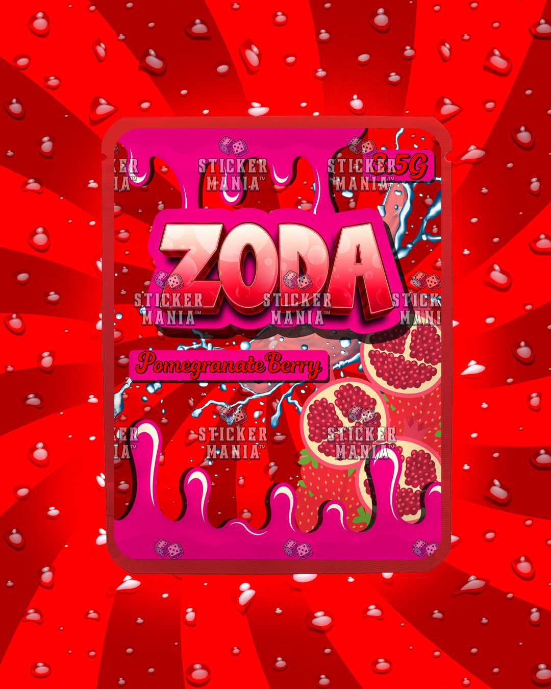 Zoda Pomegranate Berry | Pre-Made Sticker Bag | 3.5g