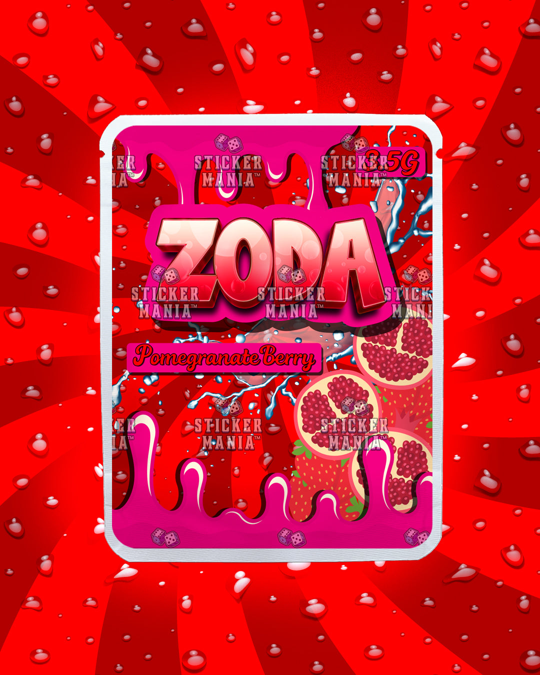 Zoda Pomegranate Berry | Pre-Made Sticker Bag | 3.5g
