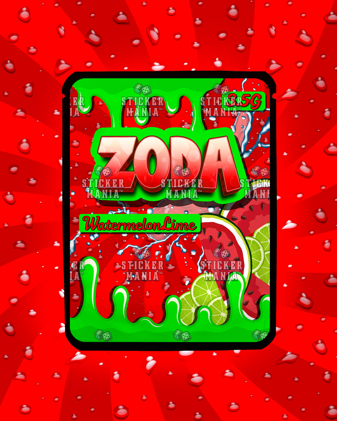 Zoda Watermelon Lime | Pre-Made Sticker Bag | 3.5g