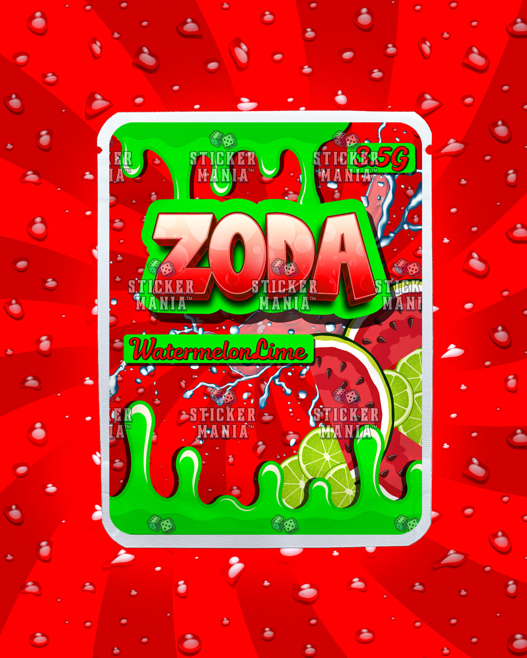 Zoda Watermelon Lime | Pre-Made Sticker Bag | 3.5g