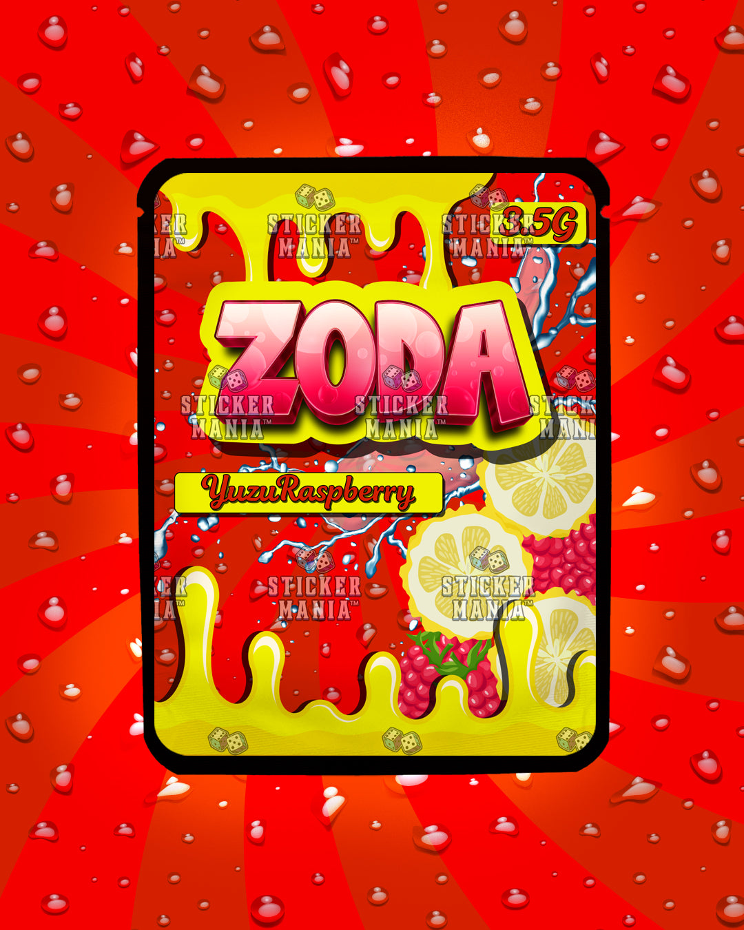 Zoda Yuzu Raspberry | Pre-Made Sticker Bag | 3.5g