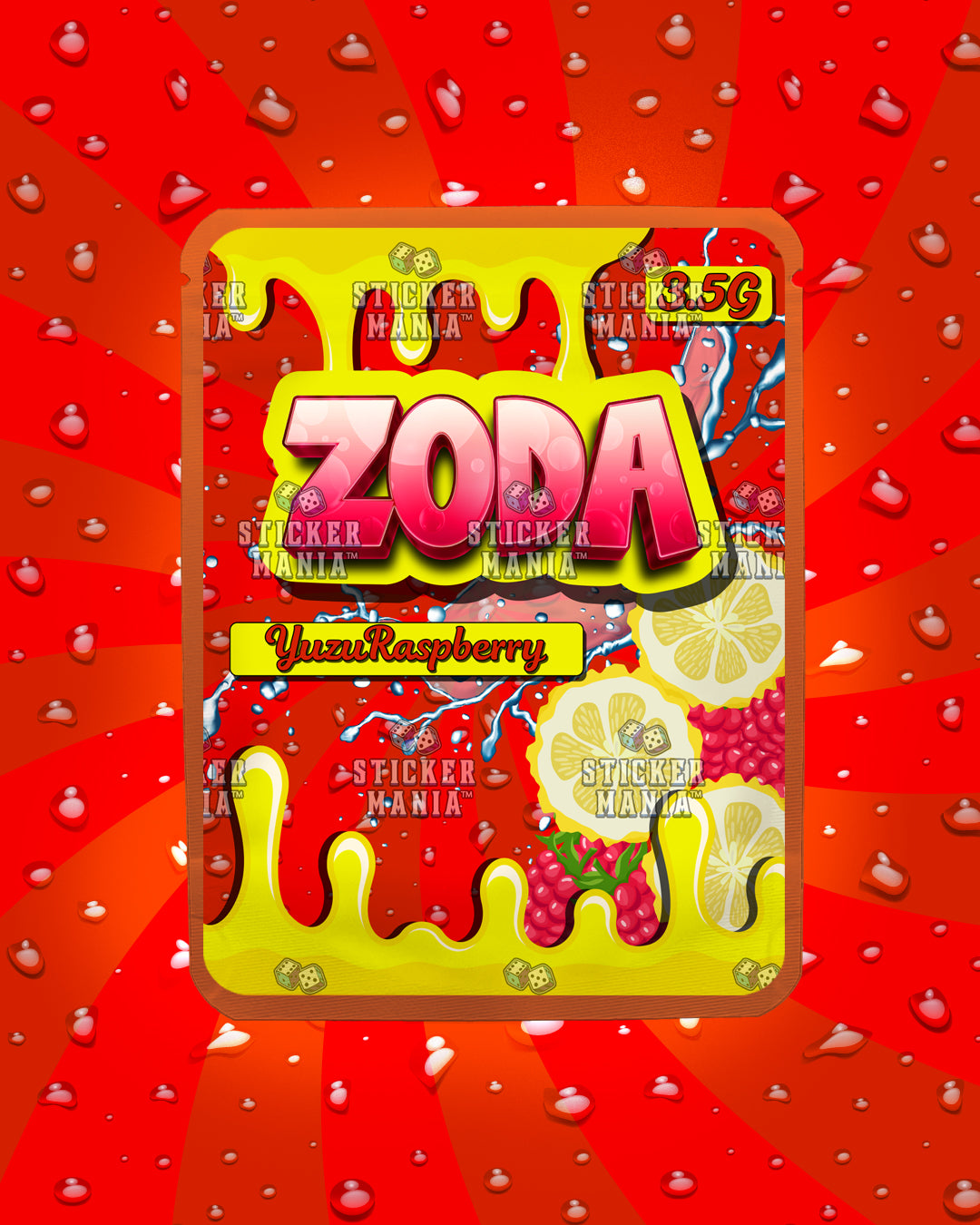 Zoda Yuzu Raspberry | Pre-Made Sticker Bag | 3.5g