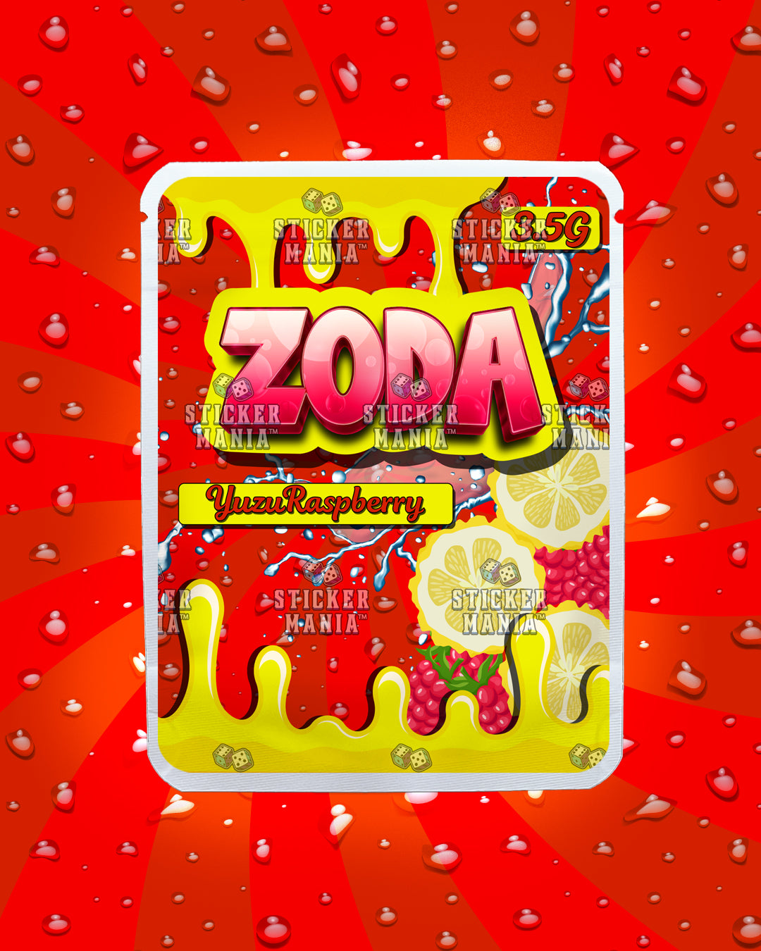 Zoda Yuzu Raspberry | Pre-Made Sticker Bag | 3.5g