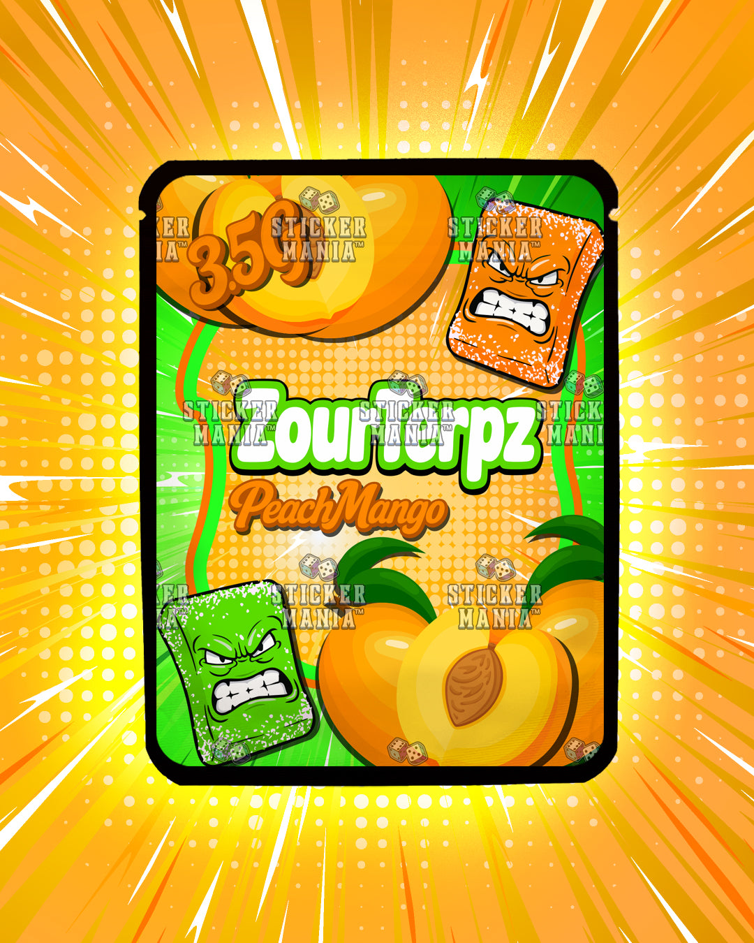 Zour Terpz Peach Mango | Pre-Made Sticker Bag | 3.5g