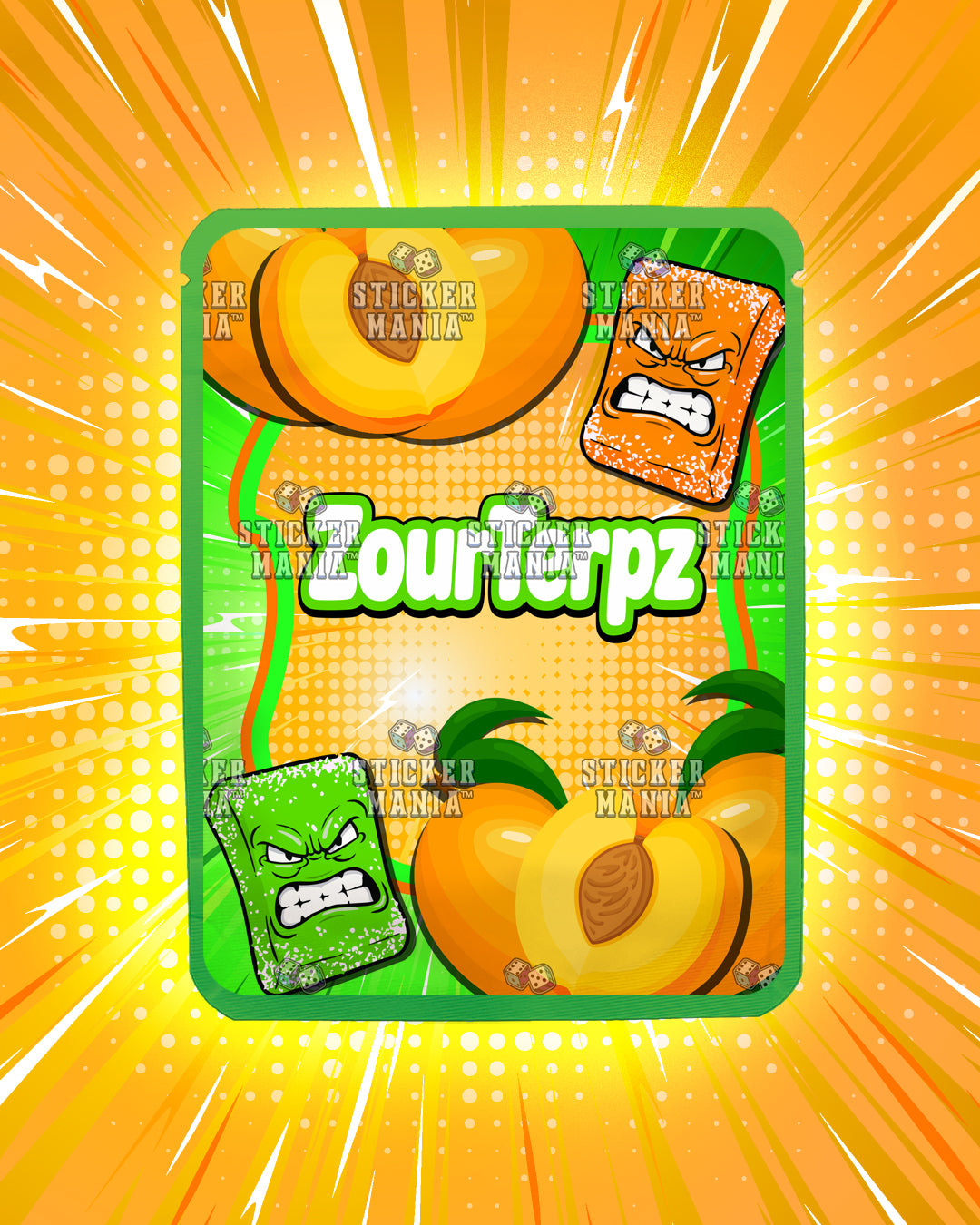 Zour Terpz Peach Mango | Pre-Made Sticker Bag | 3.5g