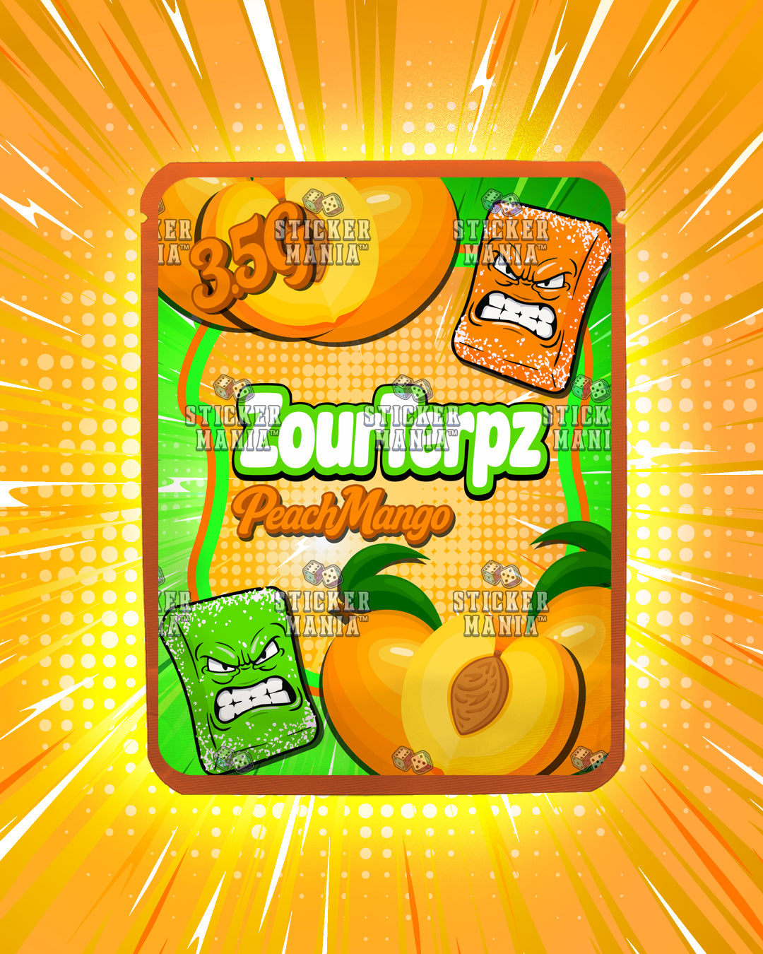 Zour Terpz Peach Mango | Pre-Made Sticker Bag | 3.5g