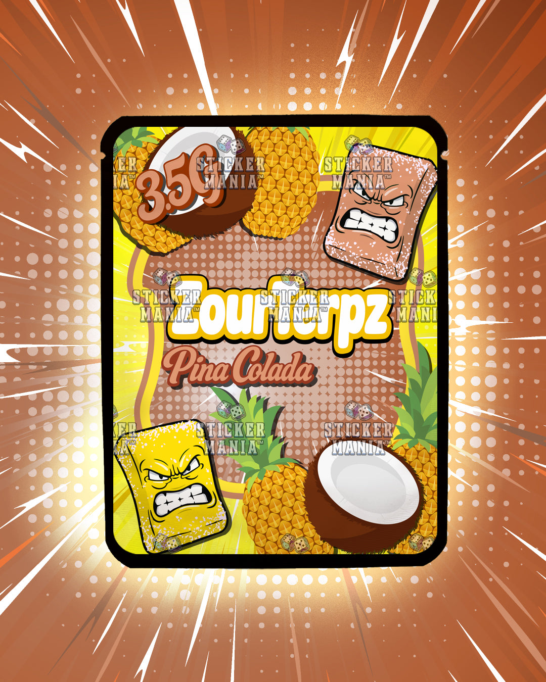 Zour Terpz Pina Colada | Pre-Made Sticker Bag | 3.5g