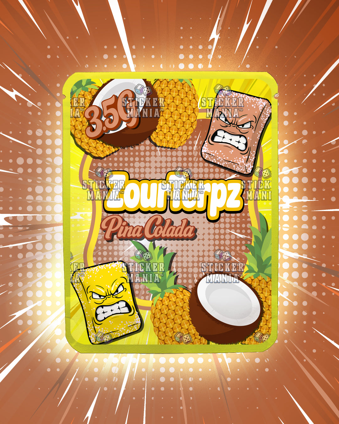 Zour Terpz Pina Colada | Pre-Made Sticker Bag | 3.5g
