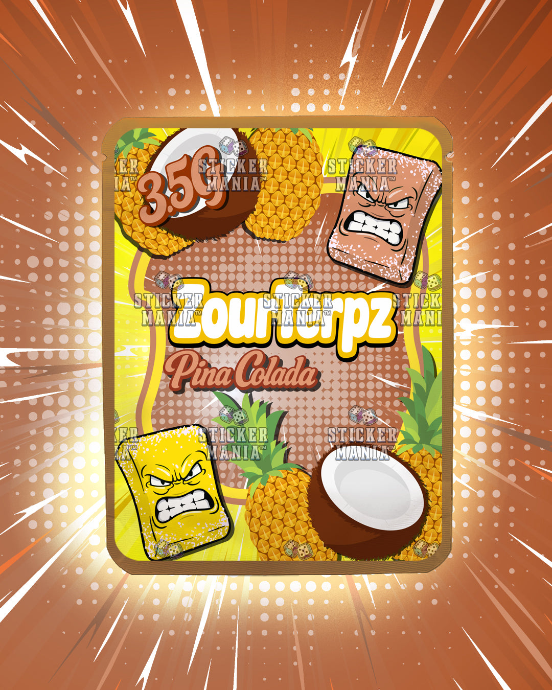 Zour Terpz Pina Colada | Pre-Made Sticker Bag | 3.5g
