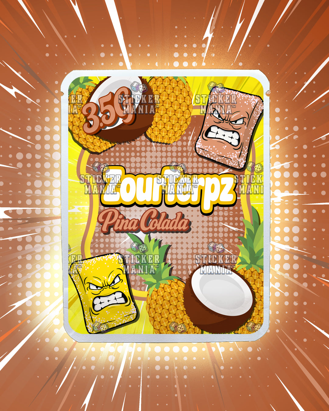 Zour Terpz Pina Colada | Pre-Made Sticker Bag | 3.5g