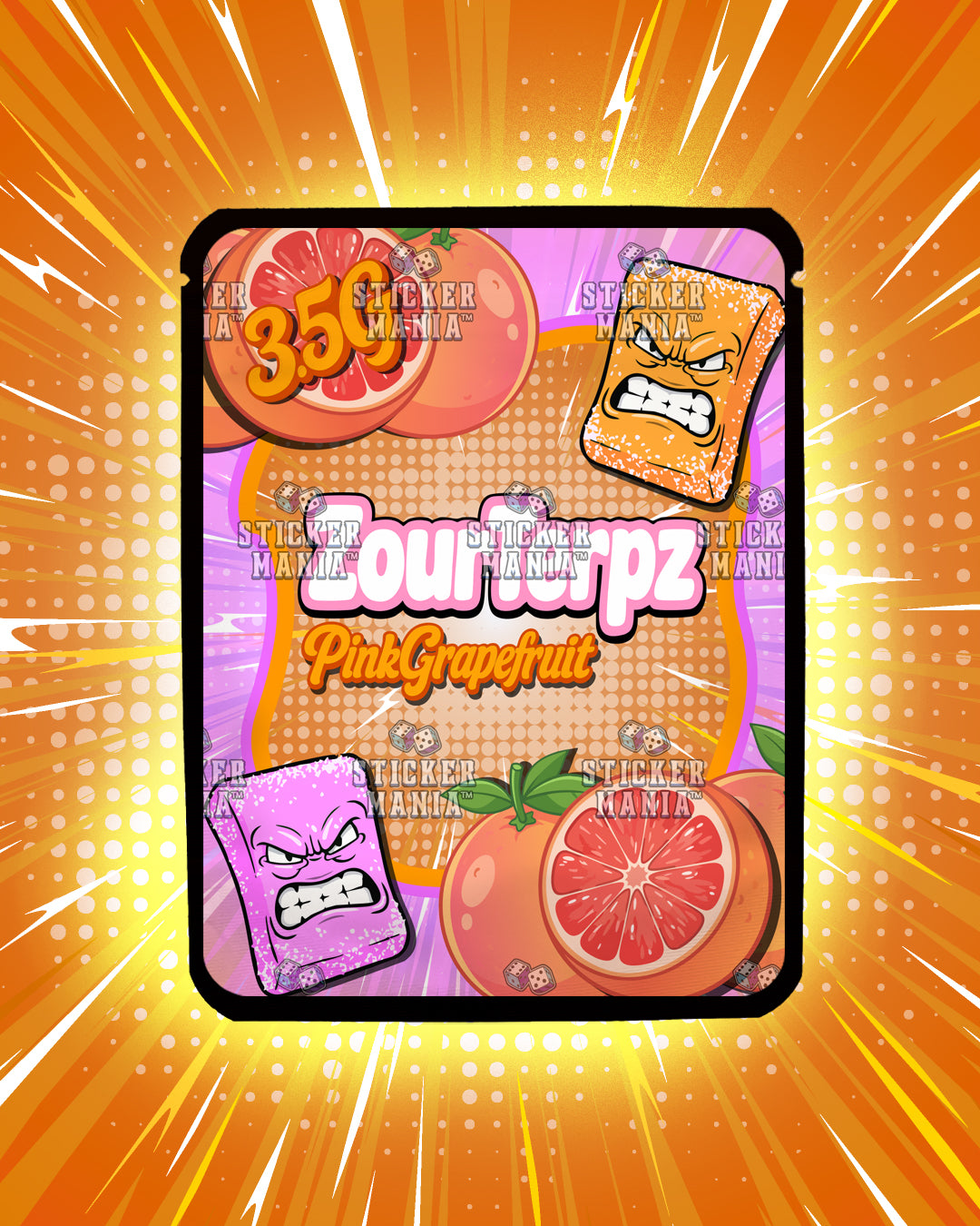 Zour Terpz Pink Grapefruit | Pre-Made Sticker Bag | 3.5g