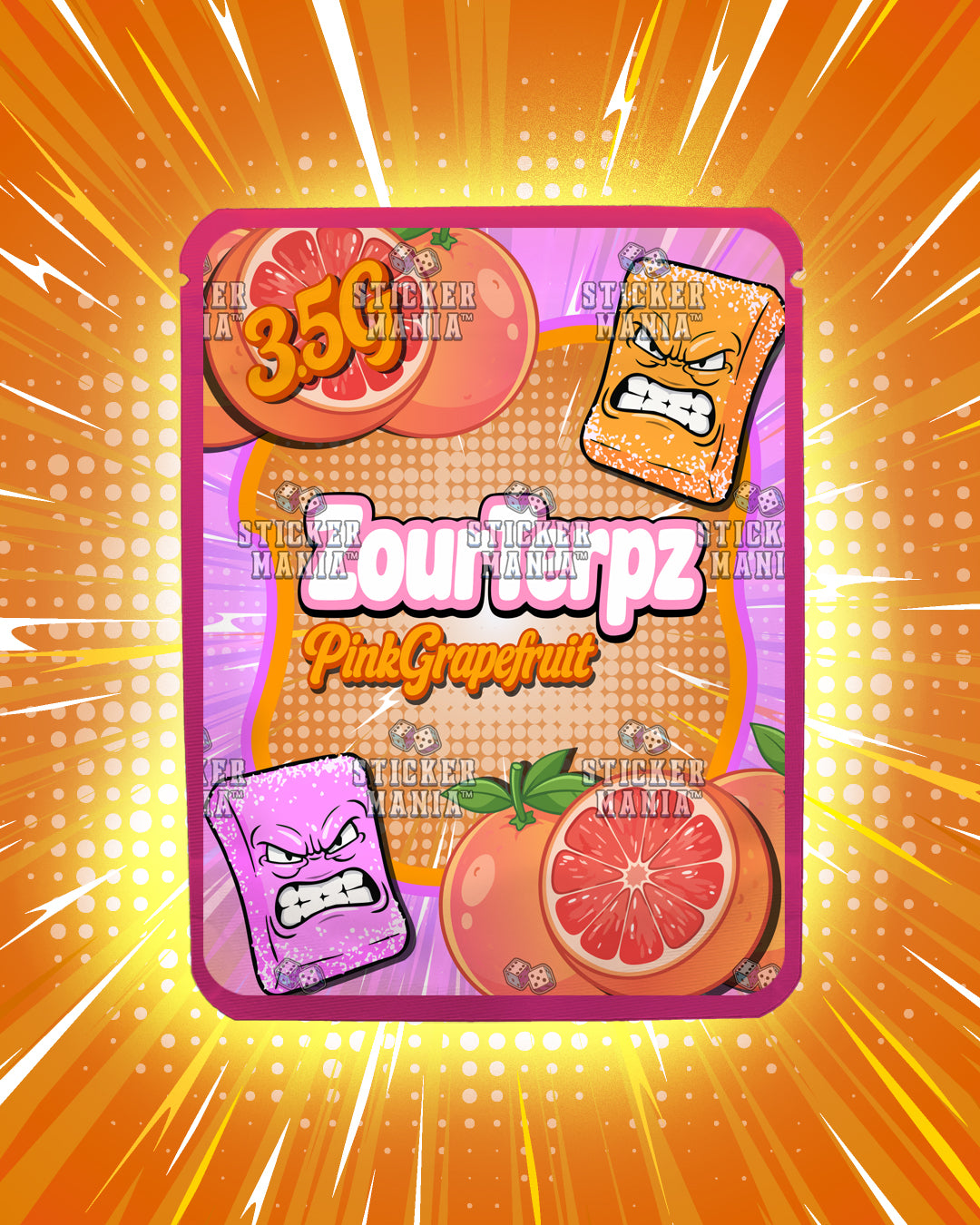 Zour Terpz Pink Grapefruit | Pre-Made Sticker Bag | 3.5g