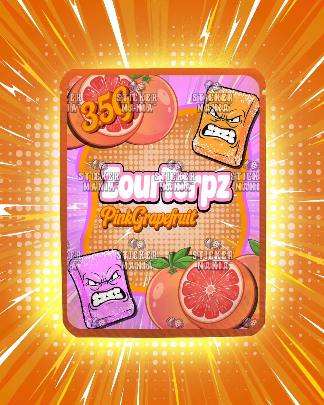 Zour Terpz Pink Grapefruit | Pre-Made Sticker Bag | 3.5g