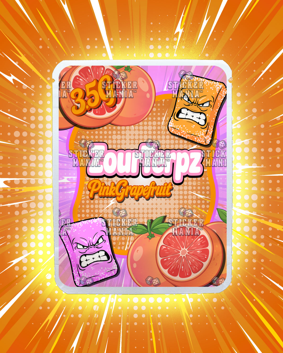 Zour Terpz Pink Grapefruit | Pre-Made Sticker Bag | 3.5g