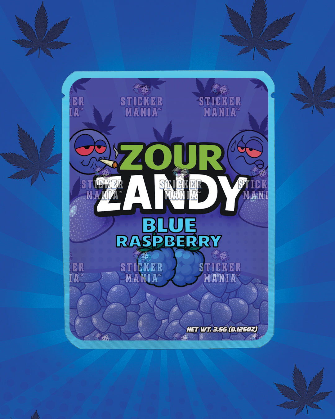 Zour Zandy Blue Raspberry | Pre-Made Sticker Bag | 3.5g