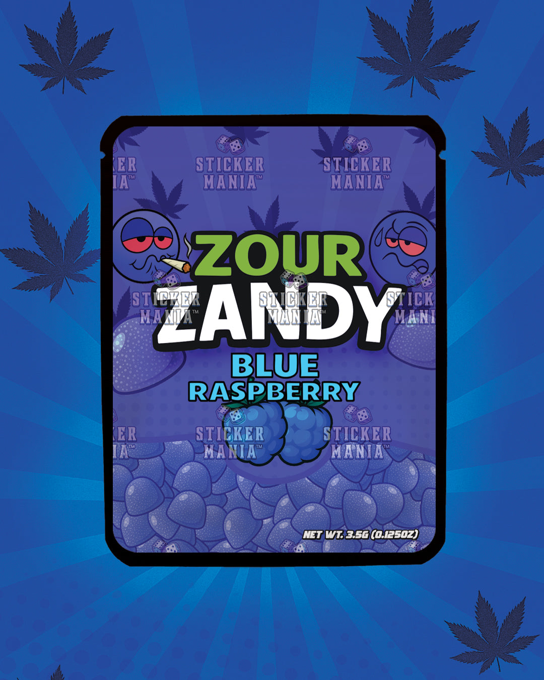 Zour Zandy Blue Raspberry | Pre-Made Sticker Bag | 3.5g