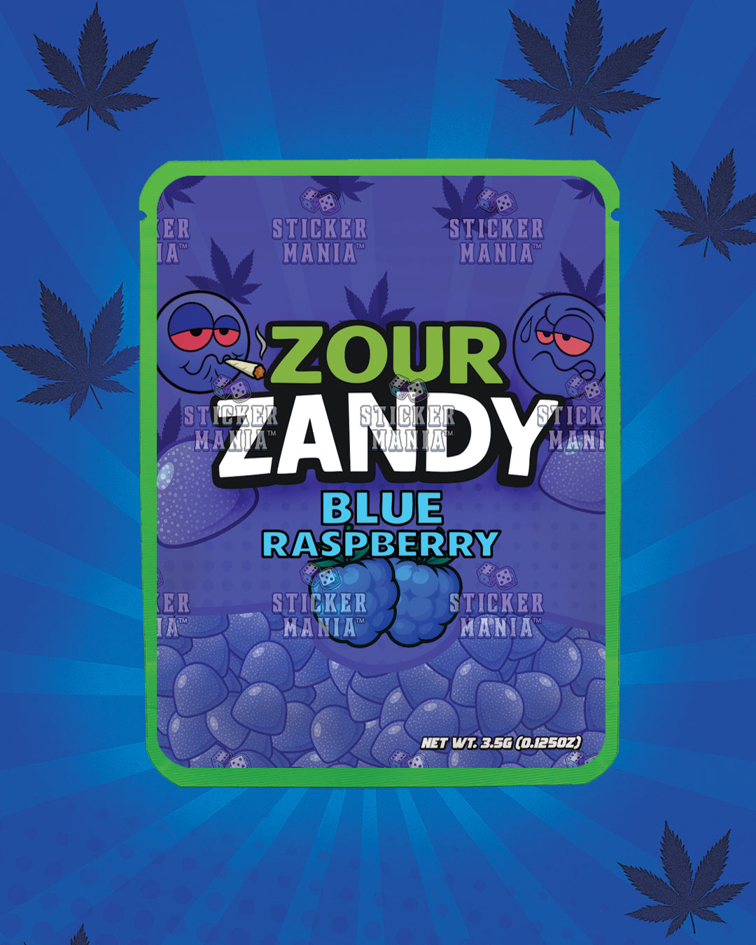 Zour Zandy Blue Raspberry | Pre-Made Sticker Bag | 3.5g