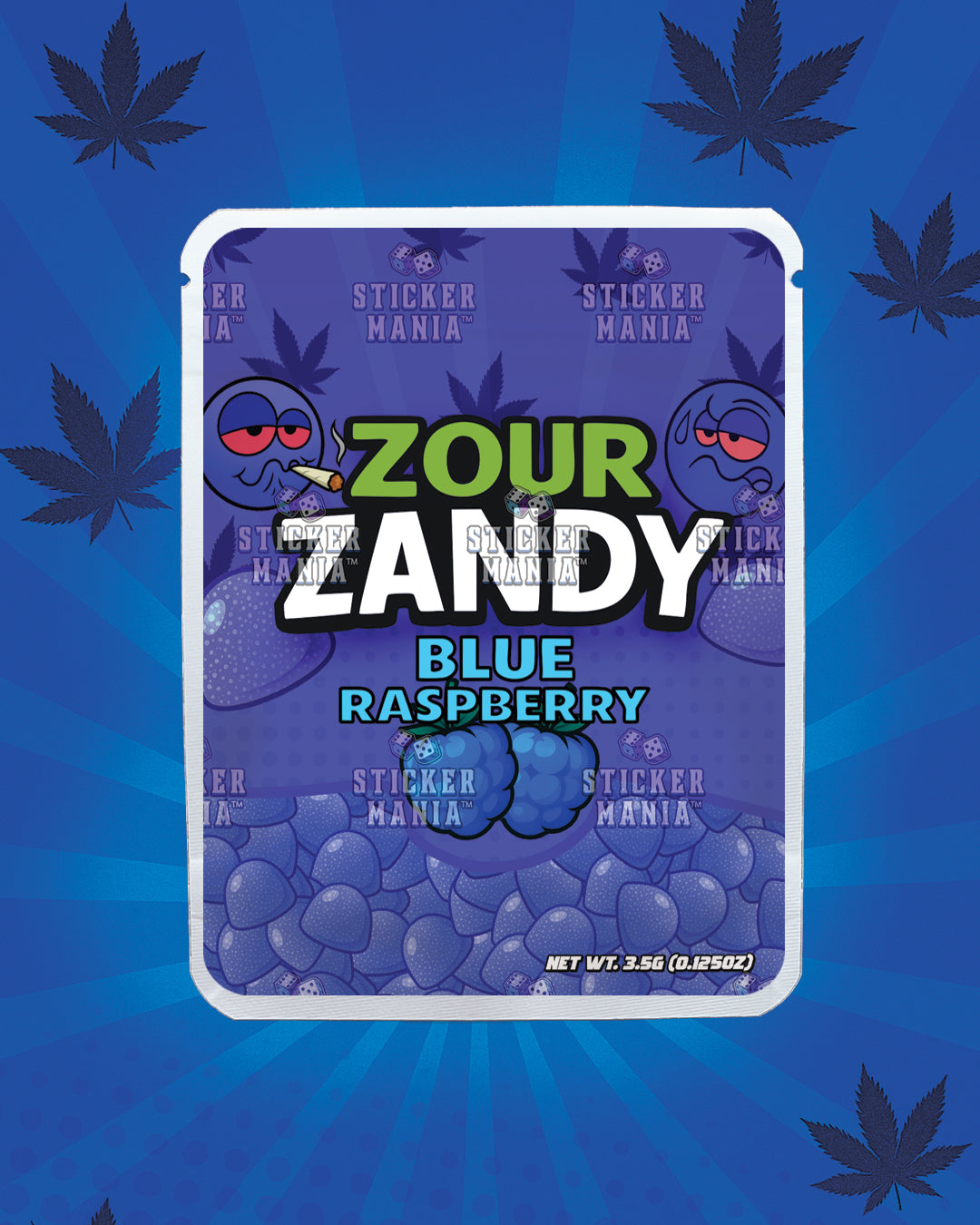 Zour Zandy Blue Raspberry | Pre-Made Sticker Bag | 3.5g