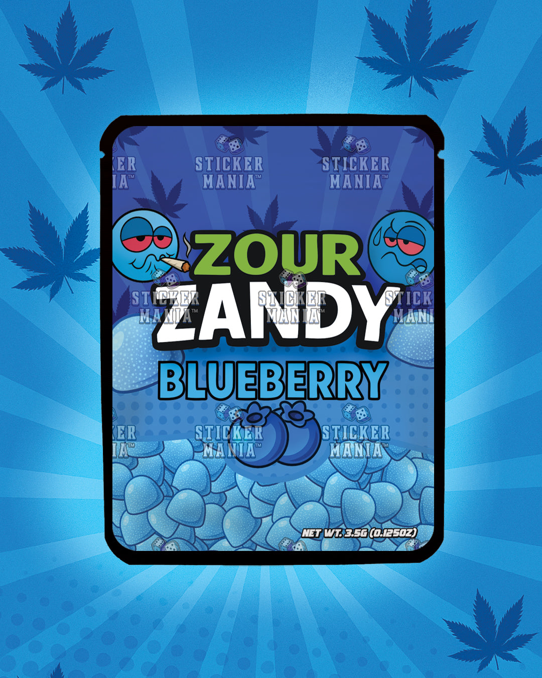 Zour Zandy Blueberry | Pre-Made Sticker Bag | 3.5g