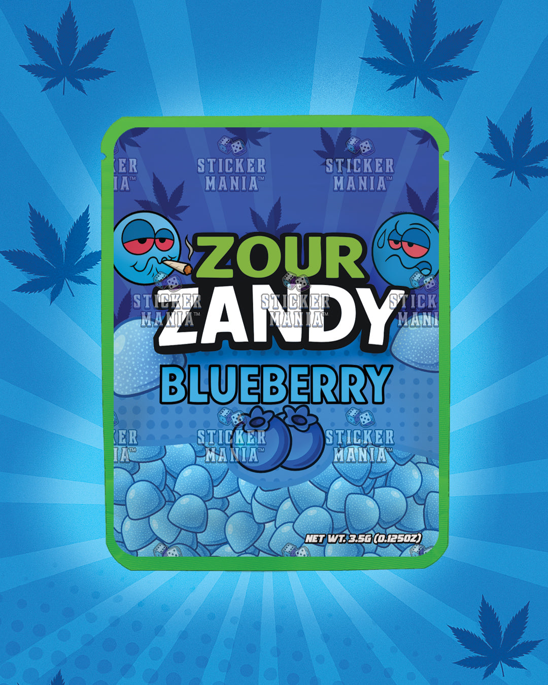Zour Zandy Blueberry | Pre-Made Sticker Bag | 3.5g