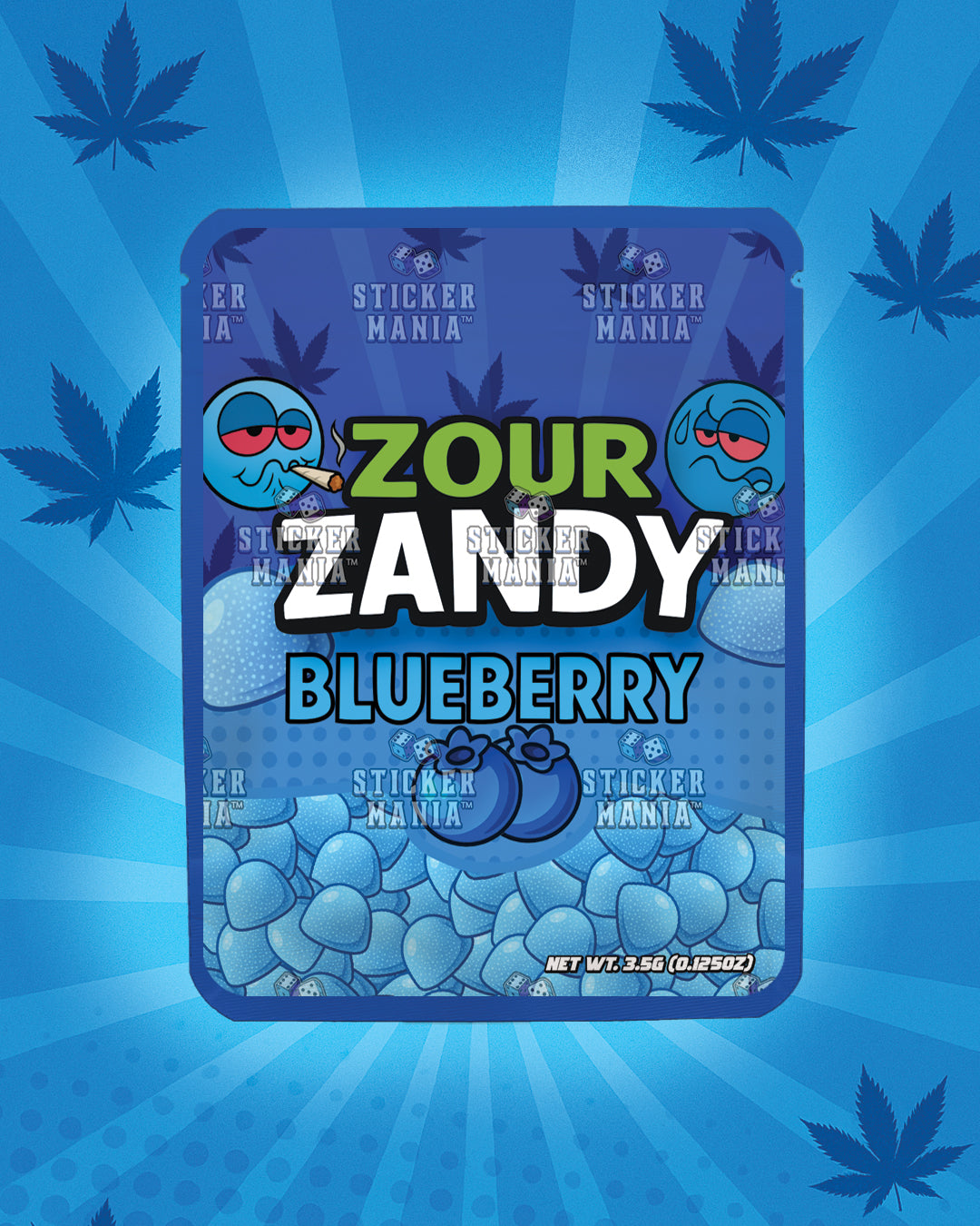Zour Zandy Blueberry | Pre-Made Sticker Bag | 3.5g