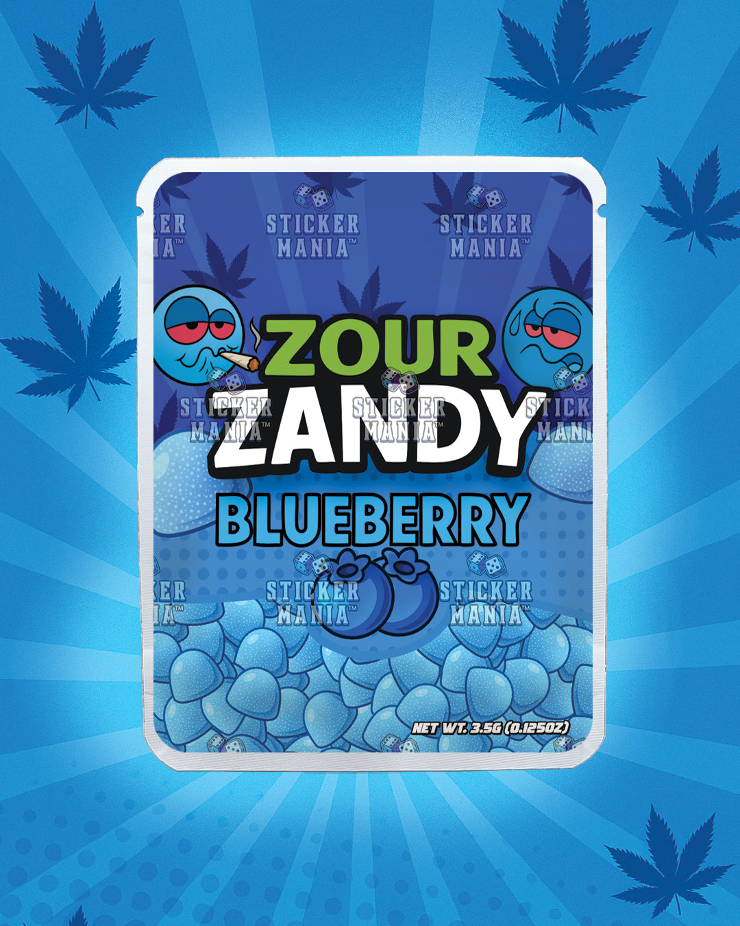 Zour Zandy Blueberry | Pre-Made Sticker Bag | 3.5g