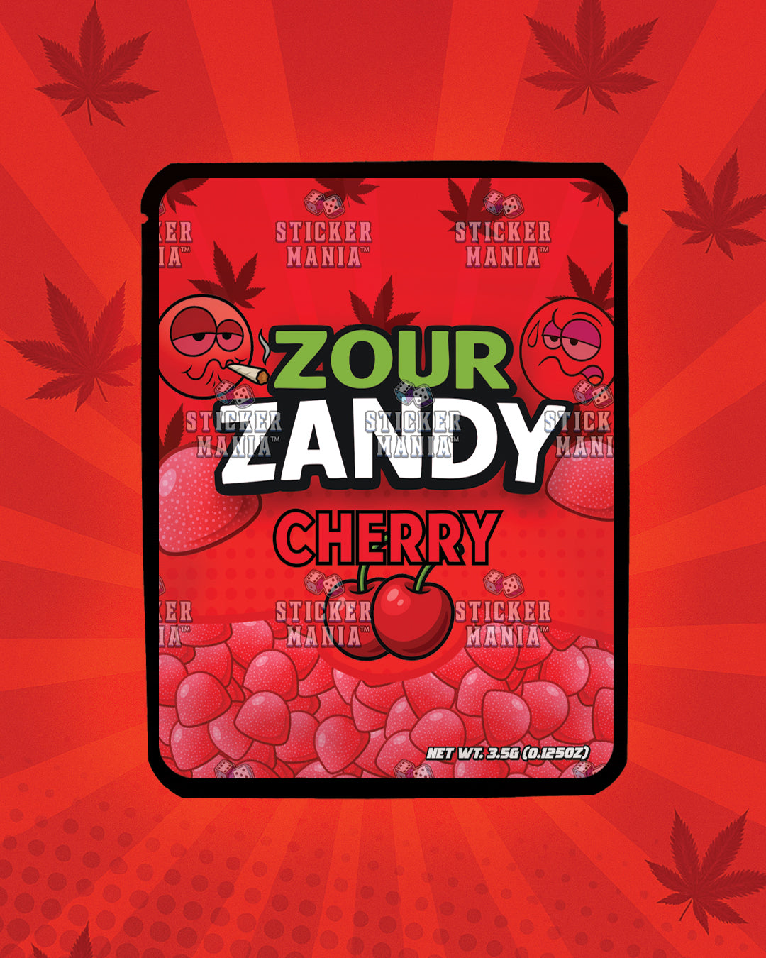 Zour Zandy Cherry | Pre-Made Sticker Bag | 3.5g