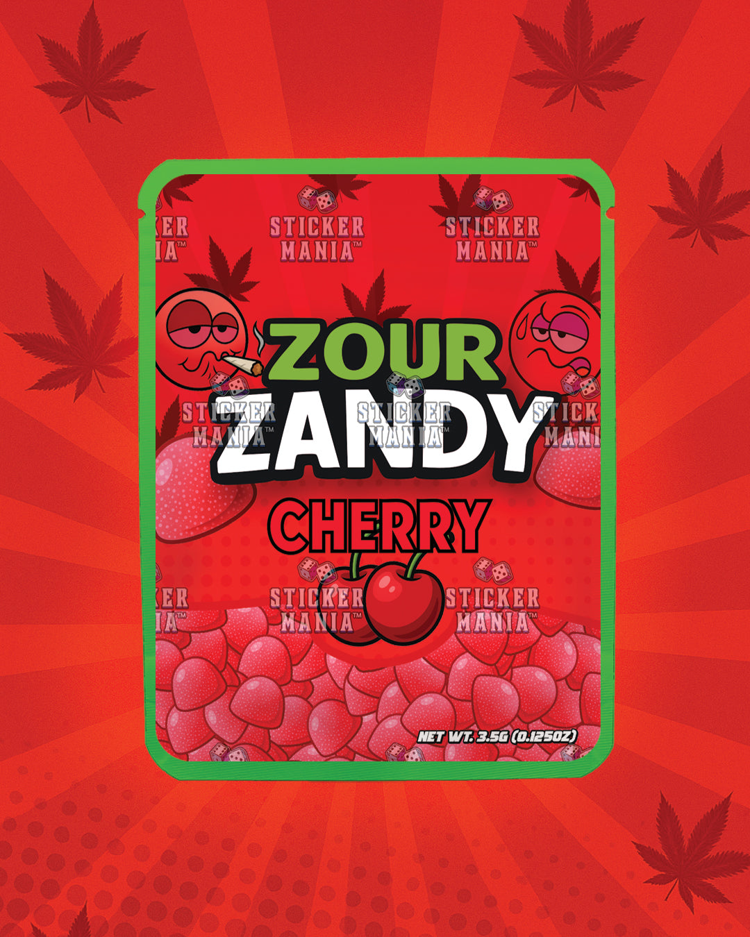 Zour Zandy Cherry | Pre-Made Sticker Bag | 3.5g