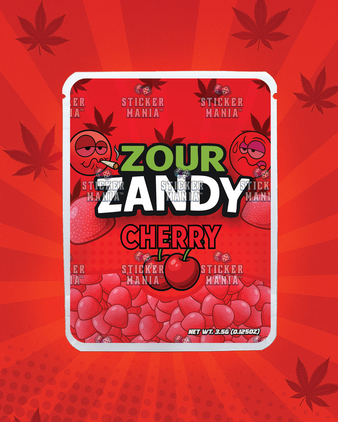 Zour Zandy Cherry | Pre-Made Sticker Bag | 3.5g
