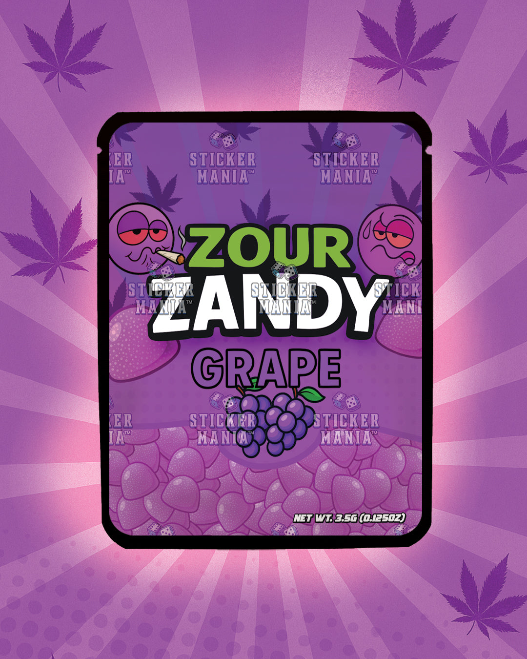 Zour Zandy Grape | Pre-Made Sticker Bag | 3.5g