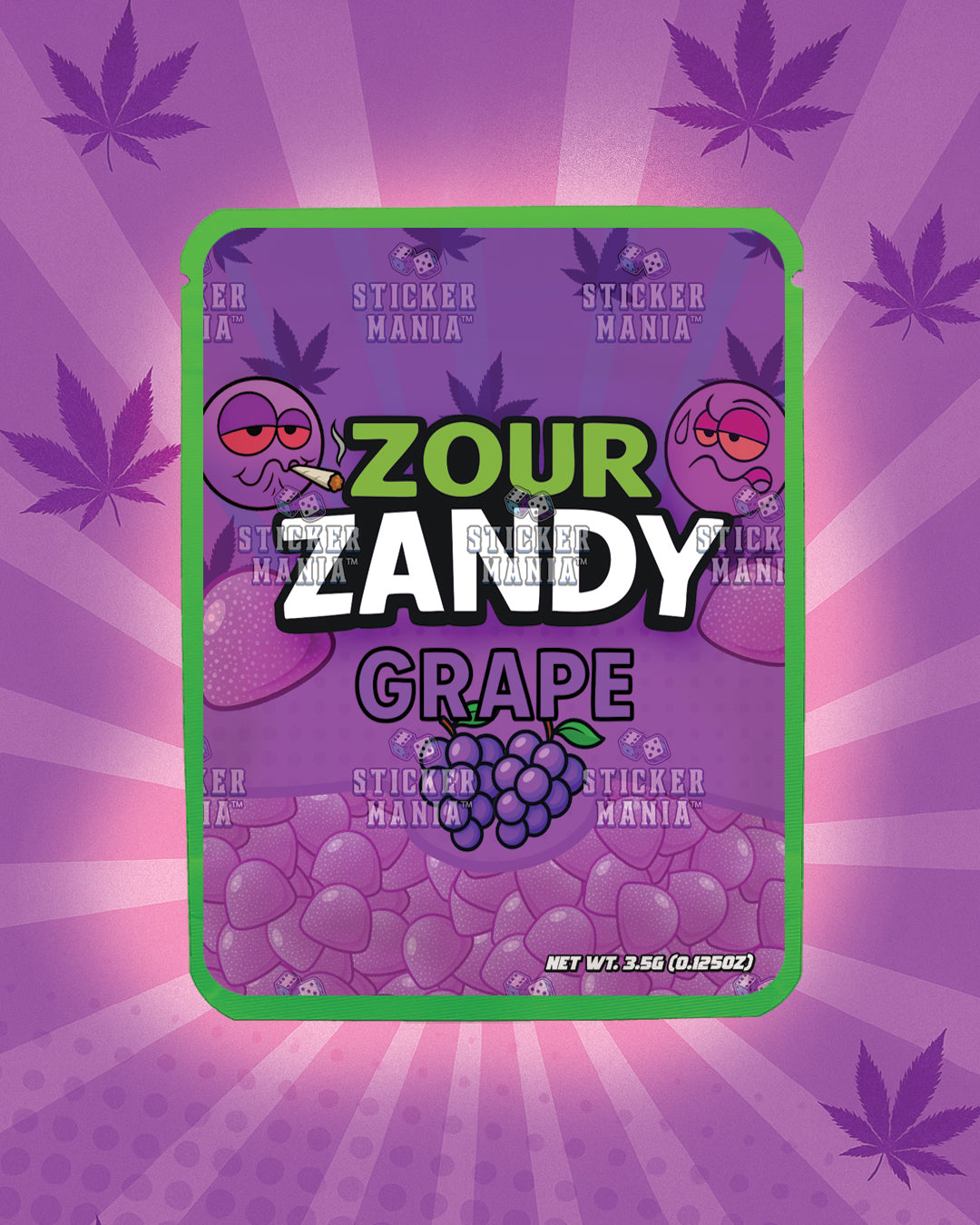 Zour Zandy Grape | Pre-Made Sticker Bag | 3.5g