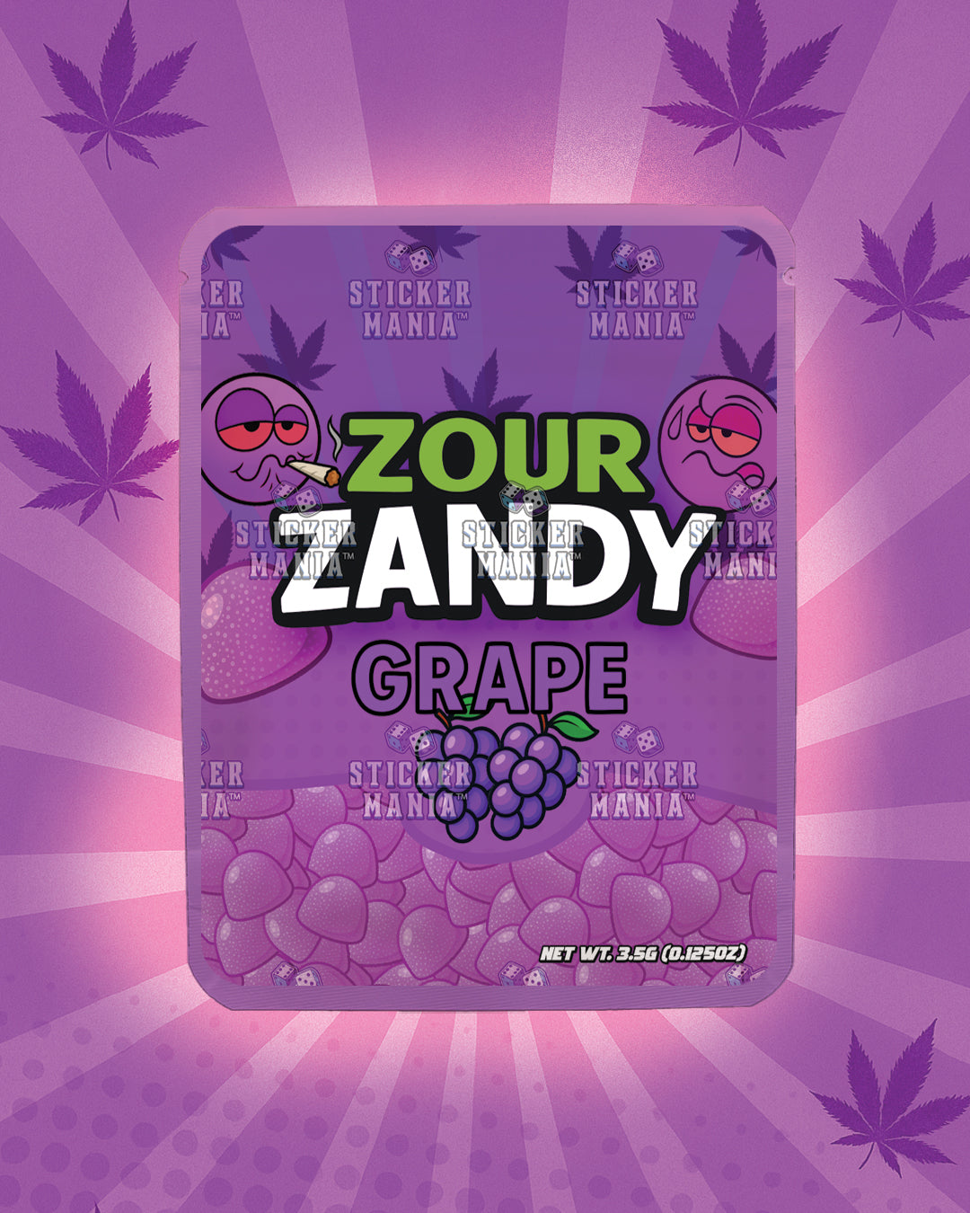 Zour Zandy Grape | Pre-Made Sticker Bag | 3.5g