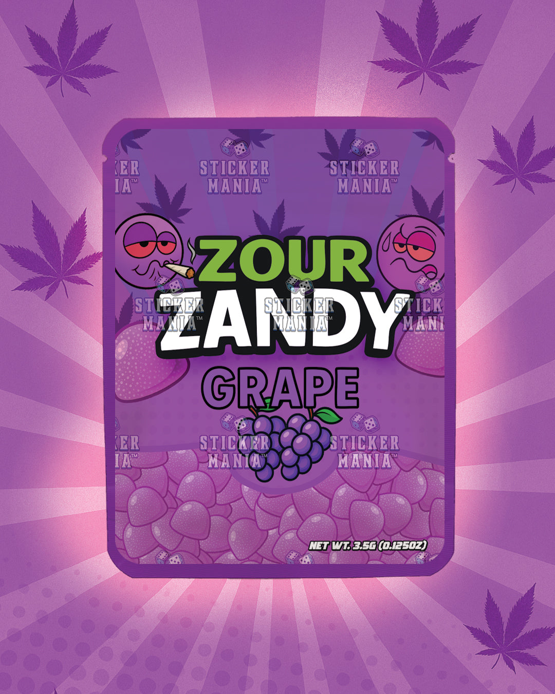 Zour Zandy Grape | Pre-Made Sticker Bag | 3.5g