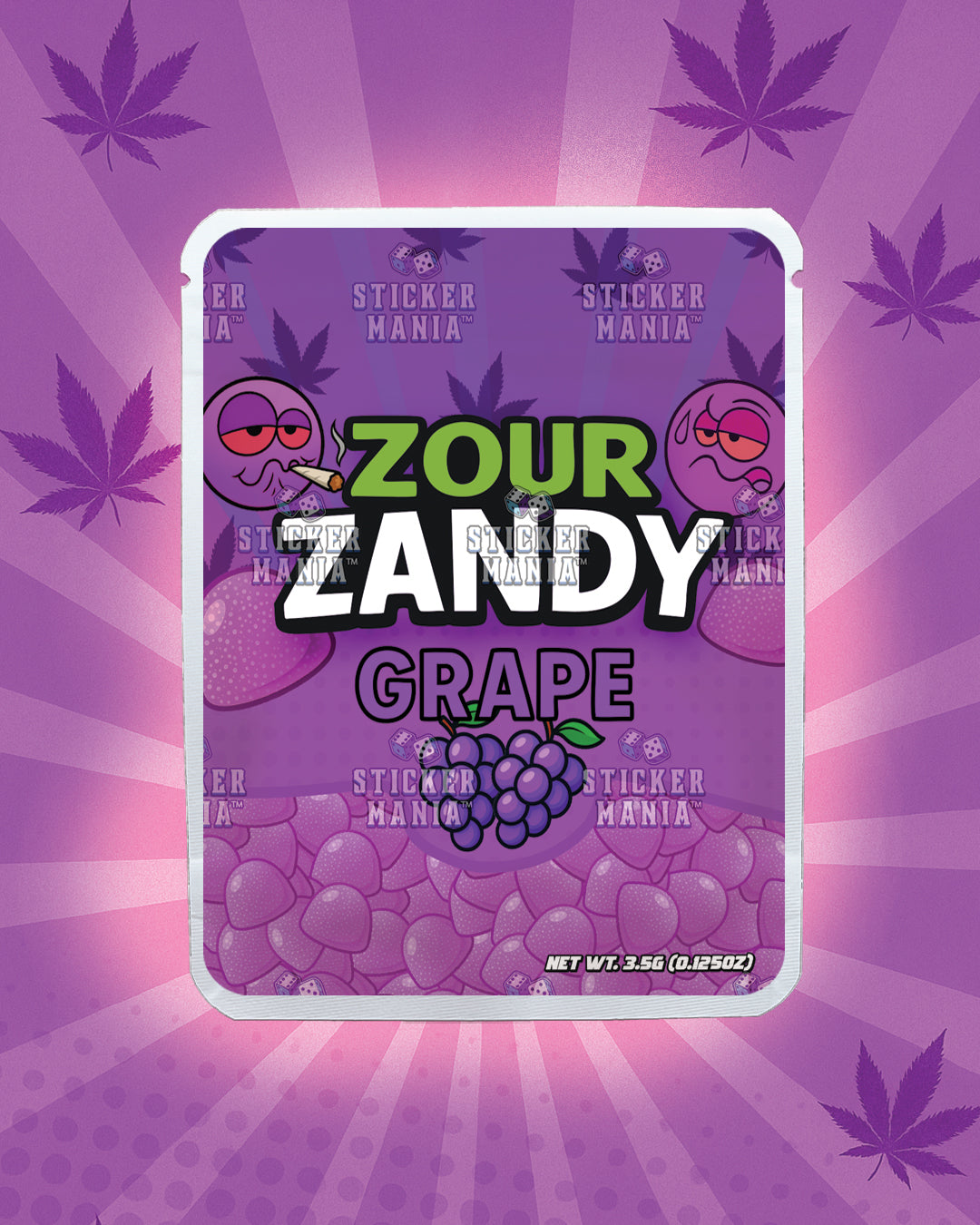 Zour Zandy Grape | Pre-Made Sticker Bag | 3.5g