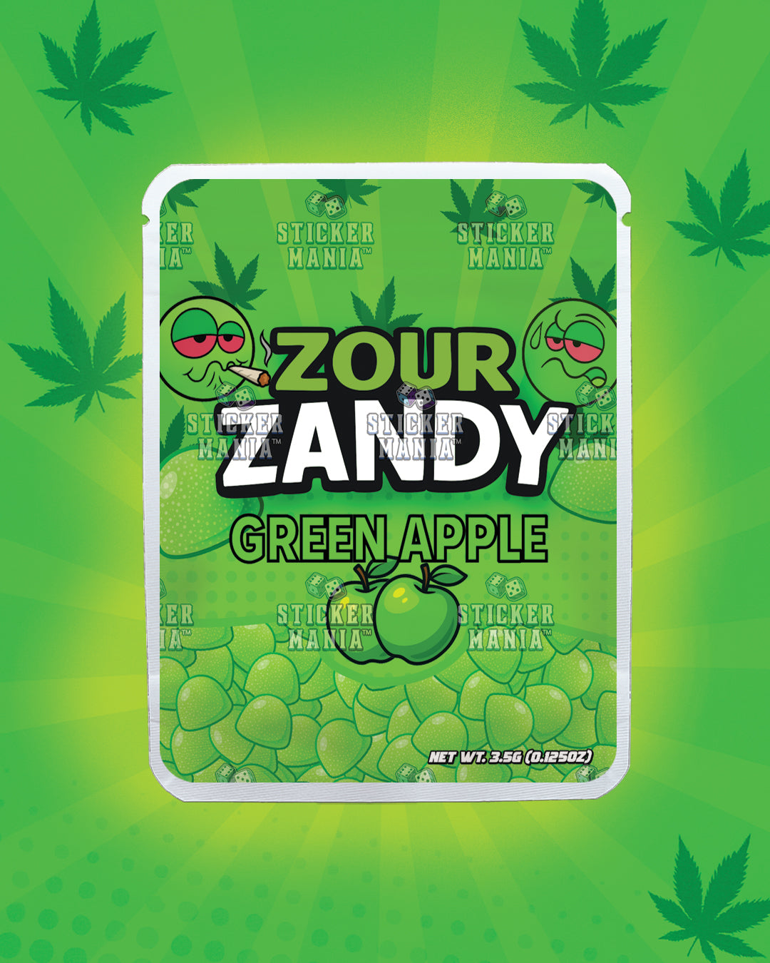Zour Zandy Green Apple | Pre-Made Sticker Bag | 3.5g